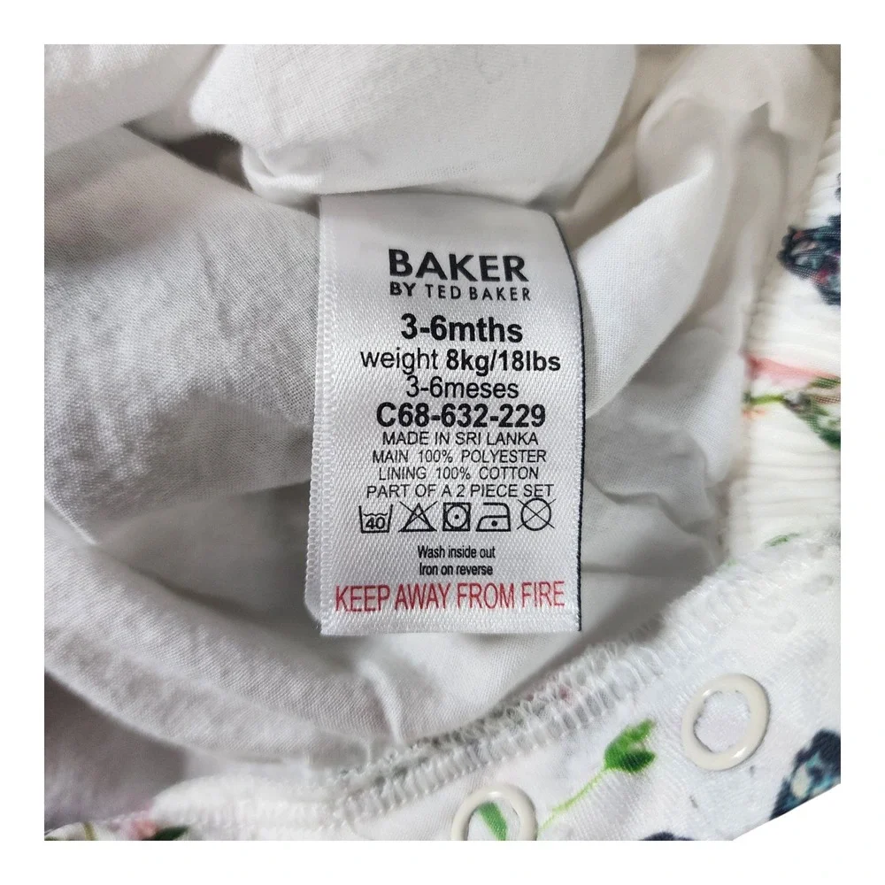 Baker‎ by Ted Baker Baby Girl Floral Butterfly Smocked Bubble Romper 3-6 Months